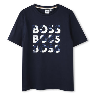 BOSS playera para niño y adolescente manga corta color azul marino